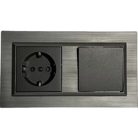 Resim Quantum Manyetik Gri 2'li Set Topraklı Priz + Anahtar 