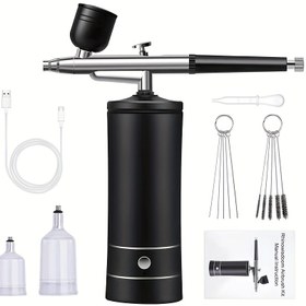 Resim Kompresörlü Hava Fırçası Seti, 0.3mm Uçlu Elde Taşınabilir Şarj Edilebilir Hava Fırçası Tabancası, Boyama, Dövme Yapımı, Tırnak Sanatı ve Makale Renklendirme için, Anneler Günü Hediyesi 