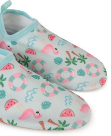 Resim Civil Girls Flamingo Baskılı Tabansız 26-30 Numara Deniz Ayakkabısı - Yeşil - Mint / 26 Numara 