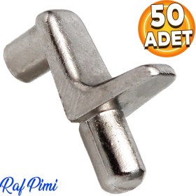 Resim Badem10 Raf Pimi L Tip Kare Cam Ahşap Metal Raf Tutucu Çivisi Mobilya Dolap Pimi (50 Adet) 