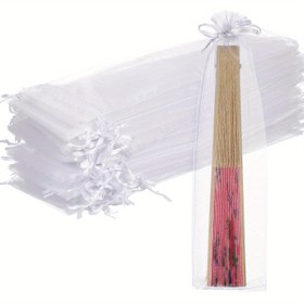 Resim 20 Adet Şık Organze İpli Hediye Çantaları - 25.4cm x 6.1cm Tül Torbalar Parti İkramları, Düğün Dekoru & El Sanatları Depolama İçin 