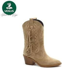 Resim VENÜS 2454101K TOPUKLU SAÇAK DETAYLI VESTERN DERİ KADIN BOT 
