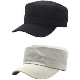 Resim Uniquetrenders Unisex Pamuklu Castro Şapka 2 Adet Siyah Bej Siyah - Bej 