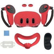 Resim Oculus/meta Quest 3 İçin 7 Parçalı Vr Aksesuarları Seti, Ön Kulaklık Koruyucu Kılıfı, Kontrol Cihazı Tutma Yeri Kılıfı, Lens Kılıfı, Yüz Pedi, Joystick Kapakları Kırmızı 