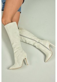 Resim Fox Shoes N372530102 Gri Süet İnce Topuklu Kadın Çizme Gri-süet 