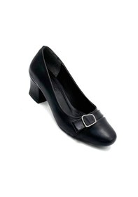 Resim Kindep Toka Detaylı Kısa Topuklu Kadın Ayakkabı Siyah Siyah 