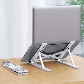 Resim Ayarlanabilir ABS Dizüstü Bilgisayar Masaüstü Standı - Taşınabilir ve Katlanabilir Çoklu Seviyeli Yükseklik Soğutma Standı, Ayarlanabilir Açı, Sağlam Metal Çerçeve ve Tüm Tabletler ve Dizüstü Bilgisayarlar İçin Ergonomik Tasarım, Dizüstü Bilgisayar Standı, Dayanıklı İnşaat 