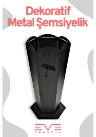 Resim Eve Tekstil Lüx Dış Ve İç Mekana Uygun Şemsiye Desenli Paslanmaz Şemsiyelik Siyah 