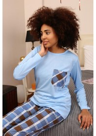 Resim Akbeniz Kadın Uzun Kol Penye Pijama Takım 4198 - L Mavi 