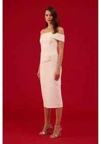 Resim Carmen Kadın İşlemeli Krep Söz Elbisesi Nikah Elbisesi 58658 Beyaz Beyaz 