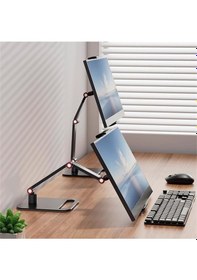Resim Evrensel Tablet,telefon Ve Monitör Standı-360 Döner Masa Üstü Ekran Tutucu-metal Gövde 