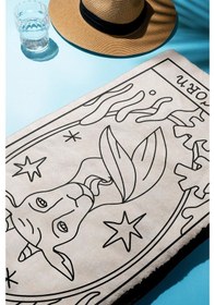 Resim Dijital Baskı Plaj Deniz Havlusu Oğlak Burcu Desenli Peştamal Hvl0044 Renkli 