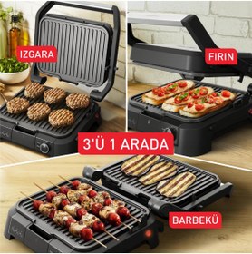 Resim TEFAL SuperGrill 3in1 6 Dilim Kapasiteli 2000 Watt Barbekü Izgara ve Tost Makinesi - Siyah 