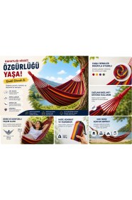 Resim Vothoon Çift Kişilik Hamak 260X150 Cm Kolay Kurulabilir Bahçe Balkon Kamp Salıncak Hamak Çantalı 