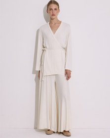 Resim Tie Front Draped Kimono Pearl - PEARL / M/L 