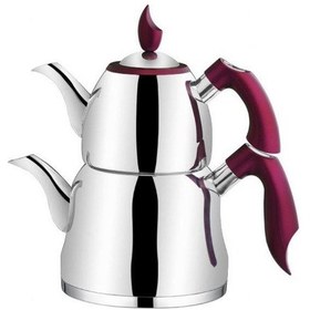 Resim Taç Eliza Çelik Çaydanlık Takımı Fuşya 