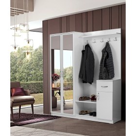 Resim Moderniya Mobilya Flora Iki Kapılı Beyaz Portmanto Ayakkabılık 