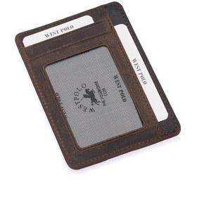 Resim Westpolo Hakiki Eskitme Deri Kağıt Para Bölmeli Unisex Kartlık - G6 Kahverengi Kahverengi 