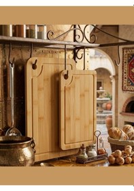 Resim Mucit Home 2 Li Bambu Kesme Tahtası Seti Doğal Dayanıklı Mutfak Kesim Tahtası Açık Bej 