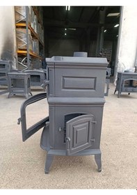 Resim Altara Premium Yk Tek Camlı Kuzineli Yan Kapaklı Döküm Soba 