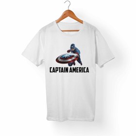 Resim Alfa Tshirt Captain America Çocuk Beyaz Tişört 