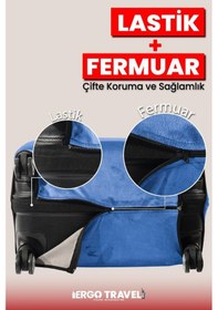 Resim Valiz Koruma Kılıfı Kadife Kılıf - Lacivert - Küçük Boy Ergo Travel Lacivert 