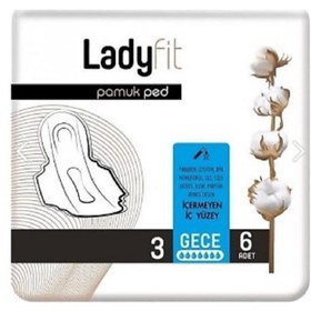Resim Ladyfit Pamuk Hijyenik Gece Ped No: 3 6'lı 