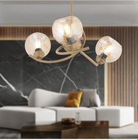 Resim Pireal 3'lü Yuvarlak Eskitme Bal Camlı Modern Oturma Odası Salon Avize Eskitme 