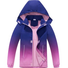 Resim TOP&SKY Çocuklar için Gradyan 4 Seviyeli Dış Mekan Ceketi - Çıkarılabilir Kapüşonlu, Hafif, Polar Astarlı, Rüzgar Geçirmez Mavi'den Sarıya Geçişli Reflektör İşaretler ile Erkek ve Kız Çocukları İçin 