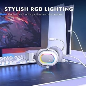 Resim Nisar Store Fifine Ampligame H6W Beyaz Mikrofonlu Oyuncu Kulaklığı Bilgisayar ve Yayıncı Kulaklık 