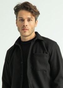 Resim Regular Fit Kışlık Kaşe Gömlek Siyah - Siyah / M 
