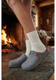 Resim Lela Keçe Kışlık Ev Bayan Terlik 6711002 Gri 