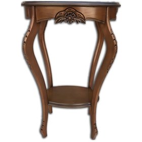 Resim Fiskos Çiçeklik Oyma OVAL Model Ihlamur ağacı ayak Parlak Ceviz MDF tabla EL Yapım 