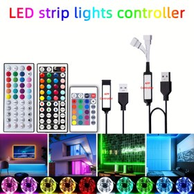 Resim Akıllı LED Işık Uzaktan Kumanda, Kızılötesi Uzaktan Kumanda Kiti, USB LED Kontrol Cihazı, 3 Tuşlu, 24 Tuşlu, 44 Tuşlu RGB LED Şerit Kablosuz Karartıcı Kızılötesi Uzaktan Kumanda, SMD 5050 3528 2835 RGB LED Işık Şeridi için Uygun 