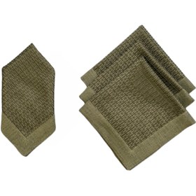 Resim 4'lü Haki Yeşil File Peçete Seti - Yeşil 