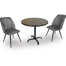 Resim Beymobilya Indigo Werzalit Yuvarlak - Nilüfer 2Li Masa Takımı (90 Cm Çap) 