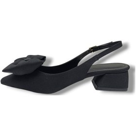 Resim C-shoes 151-26 Saten Papyonlu Tokalı Arkası Açık Kadın Ayakkabı Siyah 