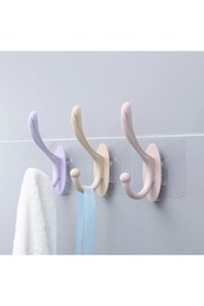 Resim TİNEKE Yapışkanlı Tek Kancalı Renkli Banyo Mutfak Askısı Çok Amaçlı Bardak Fincan Askısı 3 Adet 