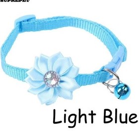 Resim Soulader Köpek Kedi Yaka Tasması Açık Mavi Desenli Çiçek Ve Elmas İşlemeli Ayarlanabilir Boyutlu S Küçük Beden Evcil Hayvan Aksesuarı 