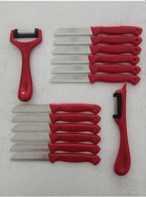 Resim Solingen 12'li Meyve-sebze-doğrama Bıçağı Ve 2'li Soyacak 14'lü Set Kırmızı Metal 