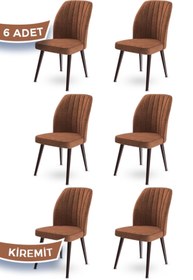 Resim Canisa Concept Platinum Serisi Geniş Oturum Alanlı 6 Adet Sandalye / Renk Kiremit Ayaklar Kahve 