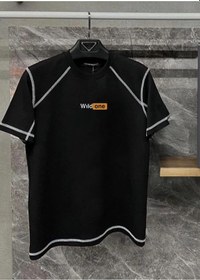 Resim Barlashive Erkek Tişört Karoyaka Dikişli Oversize T-shirt - Siyah Çok Renkli 