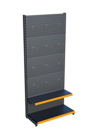 Resim Antrasit Metal Delikli 2 Katlı Market Raf Sistemi Hırdavat Rafı G90cm Yükseklik H220 Cm Turuncu 