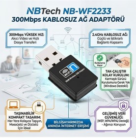 Resim Nbtech Nb-wf2233 Usb 2.0 300mbps 2.4ghz Kablosuz Ağ Adaptörü Wi-fi Alıcı 