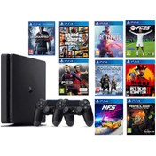 Resim Sony Ps4 500 GB Slim Kasa 10 Oyunlu 2 Adet V2 Kol (12.02V - Yazılımsal Kırık) Yenilenmiş 12 Ay Garanti 