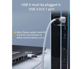 Resim Syntech 16FT Link Kablosu - Meta/oculus Quest 3, 3s, Pico 4/ultra Vr Başlıklarıyla Uyumlu, LED Işıklı Type-C USB 3.0 Yüksek Hızlı Veri Aktarım Kablosu, Pc/steamvr Için 