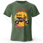 Resim Bolf Retro Bisiklet Sanat Tişört %100 Premium Pamuk Slim Fit El Boyalı Motosiklet Baskılı Tişört - Sürüş Tutkunları İçinordu Yeşil 