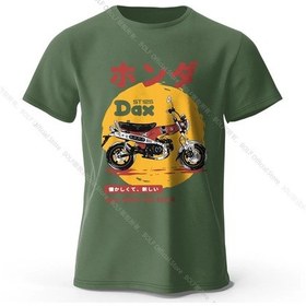 Resim Bolf Retro Bisiklet Sanat Tişört %100 Premium Pamuk Slim Fit El Boyalı Motosiklet Baskılı Tişört - Sürüş Tutkunları İçinordu Yeşil 