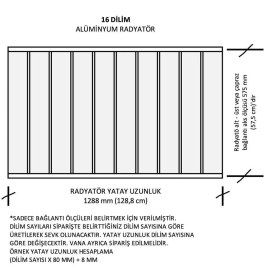 Resim Alurad Alüminyum Panel Radyatör Klasik 600X16 Dilim Ral 7016 Radyatör 