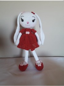Resim Amigurumi Kırmızı Uzun Kulak Tavşan 
